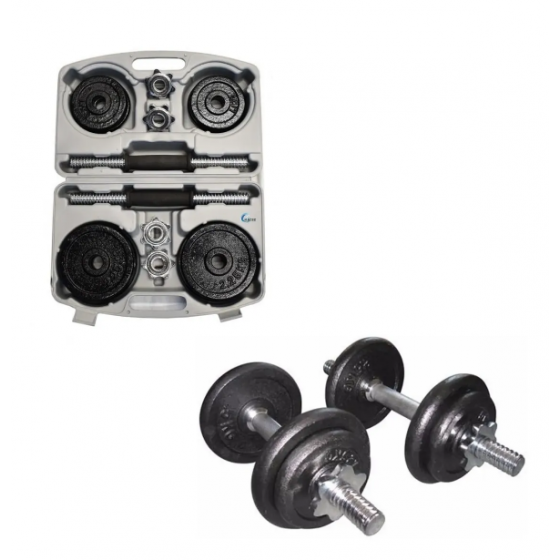 Kit Pesas Lb Mancuernas Barras Estuche Discos Set Gym