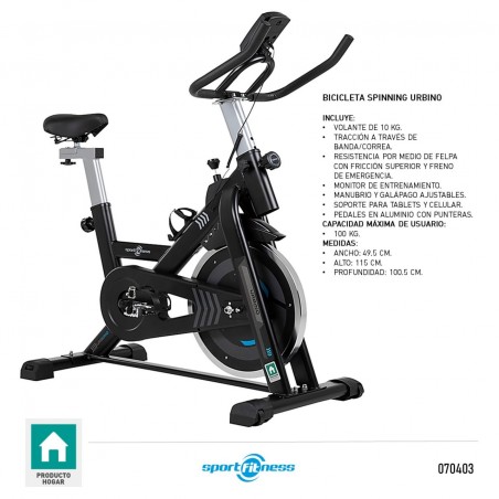 Bicicleta Spinning-estática Urbino Monitor Tracción Banda Fit