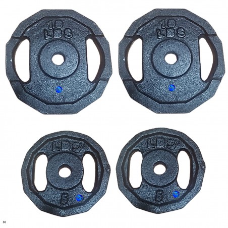 Set Kit 4 Discos Por 30 Lb Para Pesas Barras-mancuernas Gym